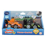 VTech Toot-Toot Drivers V Racers 2 Pack with orange number 03 car and black number 05 car in retail packaging