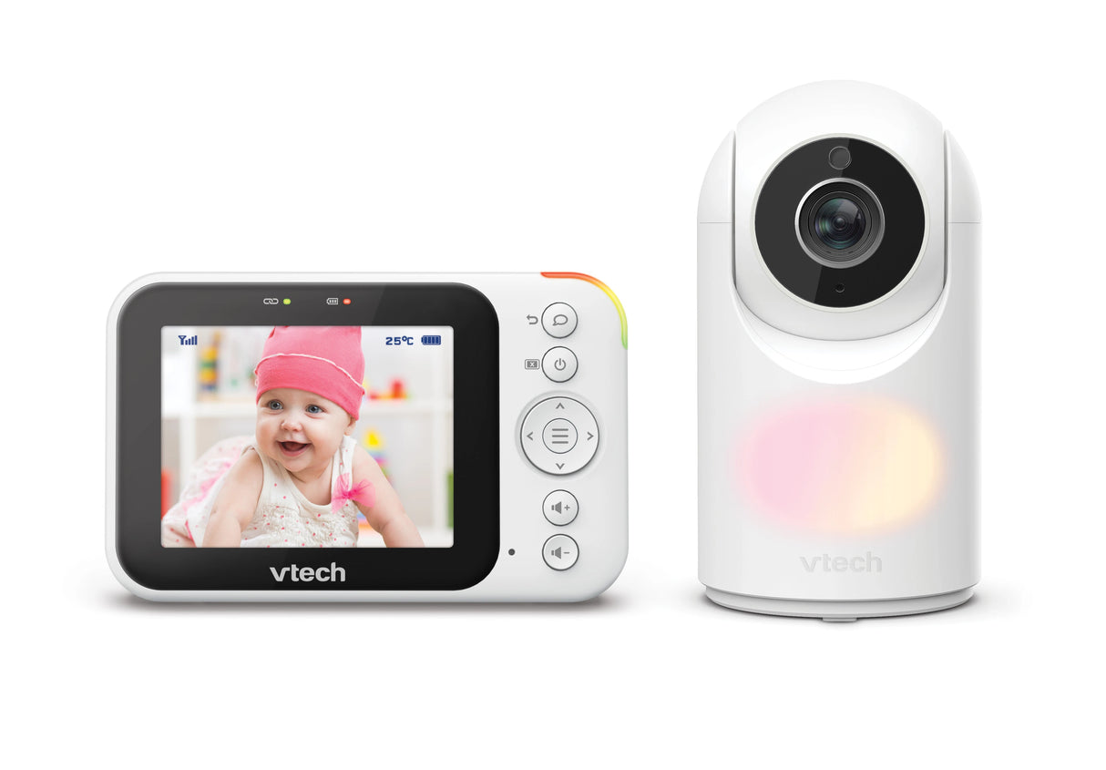 VTech VM4263 video baby monitor with parent unit and camera shown from the front