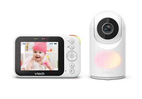 VTech VM4263 video baby monitor with parent unit and camera shown from the front