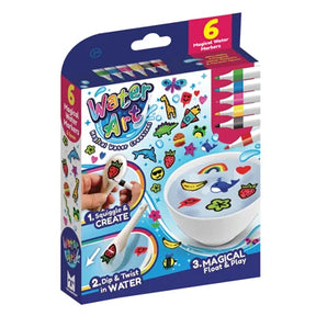 Water Art 6 Pack box with colourful packaging showing six markers and floating drawings in water