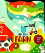 Who Can You See? On the Farm board book cover with cow, sheep, dog, tractor, hens and layered farm scenes
