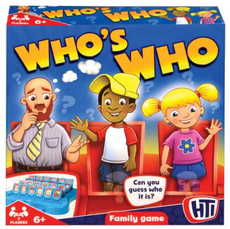 Who's Who? game set box with cartoon characters and blue and red game grids Ireland