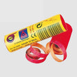 Wicke 100 Shot Paper Caps yellow Euro Caps tube with red paper roll caps unrolled and coiled on light grey background
