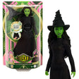 Elphaba singing doll from the Wicked movie shown in retail packaging with black gown, pointed hat, and Defying Gravity sound callout