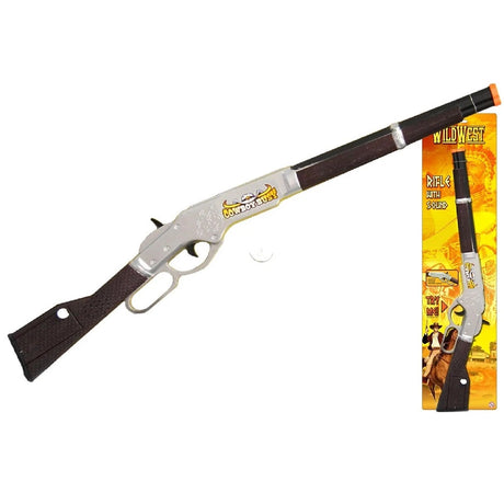 Wild West Rifle With Sound toy rifle shown with tie card packaging