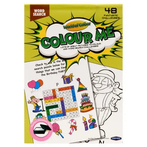 World of Colour A5 Word Search Colouring Book 48 Page front cover showing word search and colouring artwork
