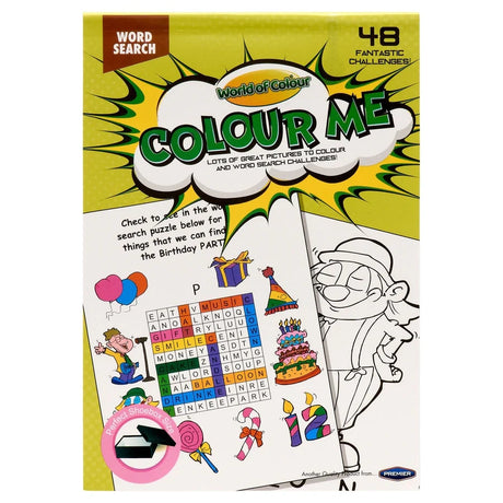 World of Colour A5 Word Search Colouring Book 48 Page upright front cover with word search and colouring artwork