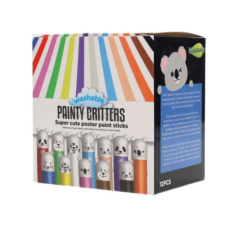 World of Colour Painty Critters Poster Paint Sticks box shown at an angle with front and side panels visible