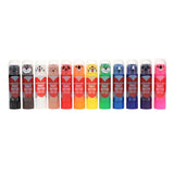 World of Colour Painty Critters Poster Paint Sticks shown in a straight row of twelve assorted colours