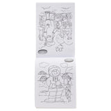 Open World of Colour colouring book showing a child holding fish beside igloos and a garden colouring scene