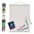 World of Colour Rocket Canvas Art Scroll showing product box, hanging canvas, rocket guide sheet, paint pots and brushes