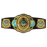WWE Intercontinental Championship title belt with gold, black and blue centre and side plates