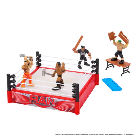 WWE Knuckle Crunchers Rebound Ring with multiple figures battling inside the ring in Ireland.