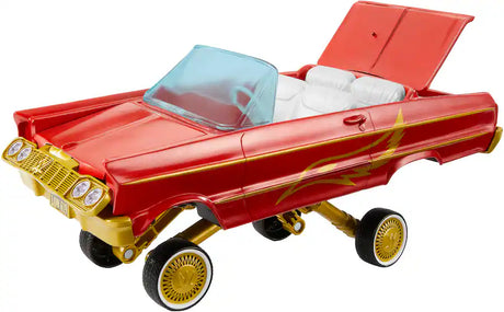 WWE Lucha Low Rider Vehicle front view with raised suspension and open rear trunk