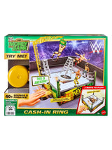 WWE Money in the Bank Cash-In Ring Playset box artwork with ladders and figures in Ireland.