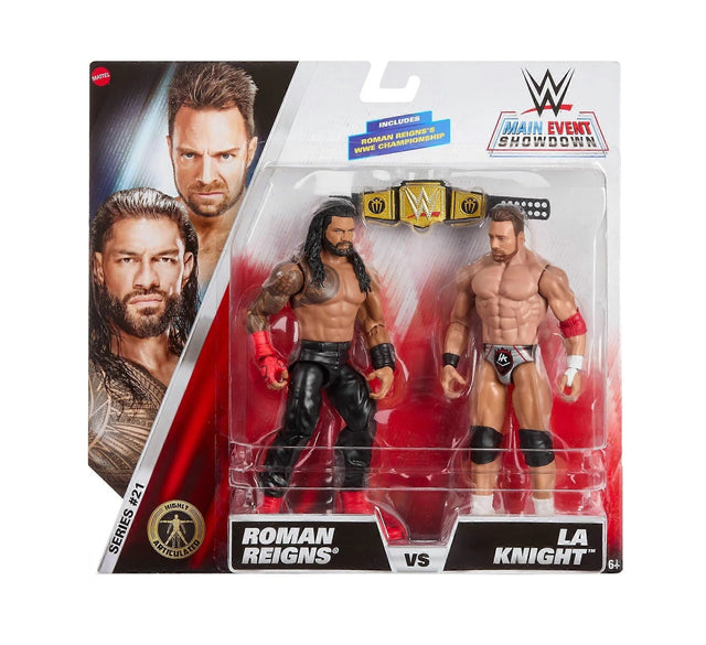 Boxed WWE Roman Reigns vs LA Knight action figure 2-pack with championship – Ireland