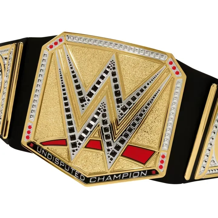 Close-up of WWE Undisputed Champion Belt showing detailed centre plate in Ireland.