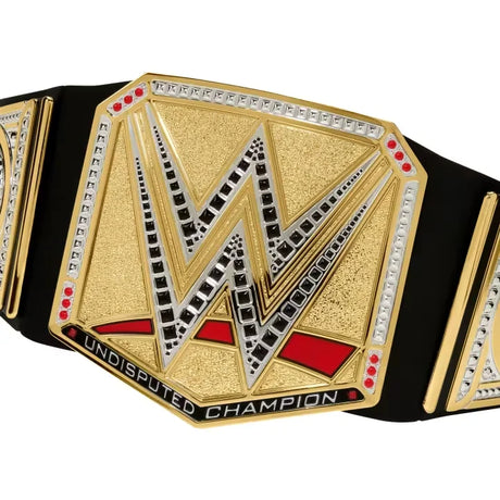 Close-up of WWE Undisputed Champion Belt showing detailed centre plate in Ireland.