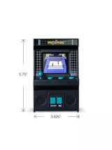 WWE WrestleMania Handheld Electronic Arcade Game front view with dimension markings showing 5.75 inches tall and 3.625 inches wide