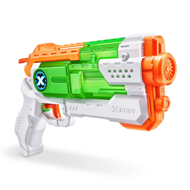 Angled view of green, white and orange X-Shot Fast-Fill water blaster