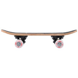 Xootz mini skateboard shown from the side with black grip tape, curved deck and white wheels
