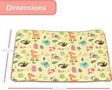 XPE nursery mat laid flat with dimension annotations showing 150cm width and 120cm height