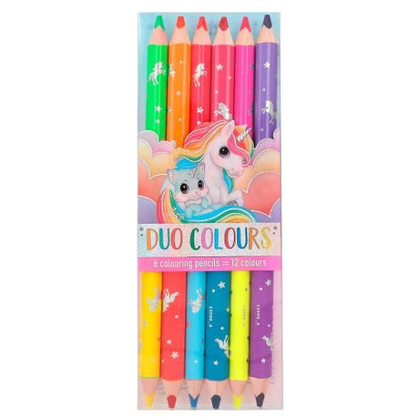 Ylvi Duo Colouring Pencils front packaging with unicorn artwork and six pencils