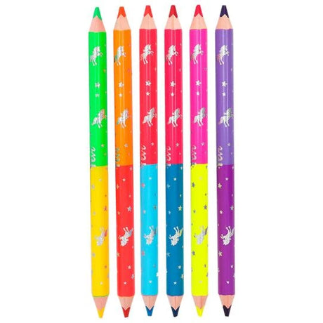 Six Ylvi double tip colouring pencils shown in a colour lineup