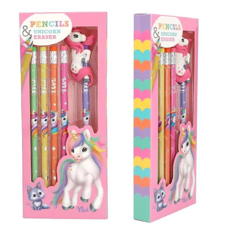 Ylvi Rainbow Pencil Set front packaging with a side view of the pencil pack