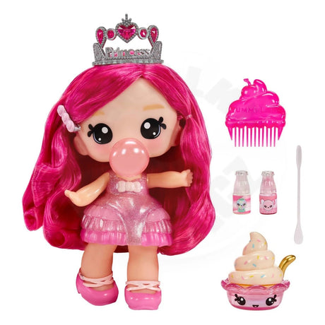 Yummiland Bianca Bubblegum doll with cupcake comb, two lip gloss bottles, spoon and cupcake shaped pet container