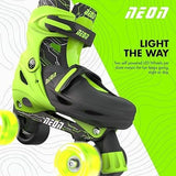 Yvolution Neon Combo Skates Green with light up wheels shown in quad mode