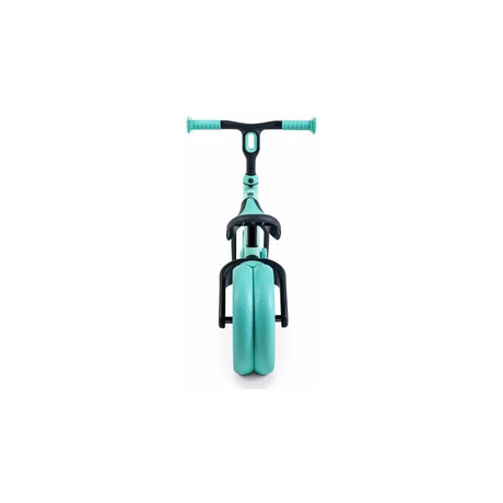Yvolution Velo Junior Balance Bike Green shown from the back with black fork and green back double wheel
