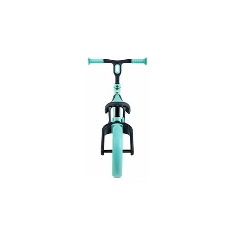 Yvolution Velo Junior Balance Bike Green shown from the rear with black frame and green rear wheel