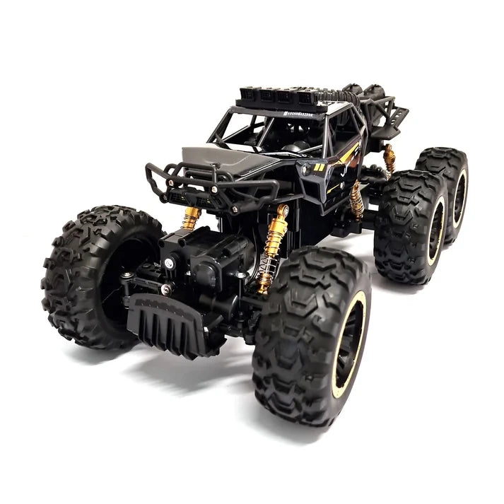 Black ZMX off-road remote control climber shown from a low front view with large tyres visible