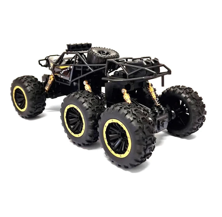 Black ZMX off-road remote control climber shown from a rear angled view with six wheels visible
