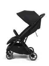 Zummi Neptune Midnight black stroller side view with canopy, bumper bar and storage basket