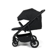 Zummi Nuvo Compact Stroller Black side view with seat fully reclined and canopy extended