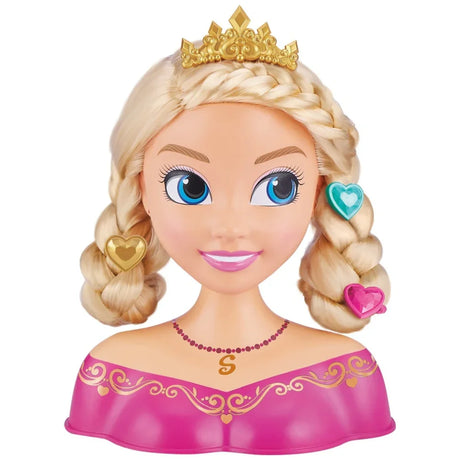 Close-up of Sparkle Girlz Styling Head with tiara and braids – Ireland