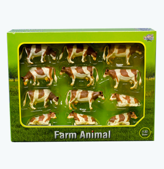 Kids Globe Cows 12 Pack Brown and White