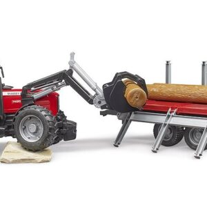 Bruder Massey Ferguson with Frontloader and Timber Trailer