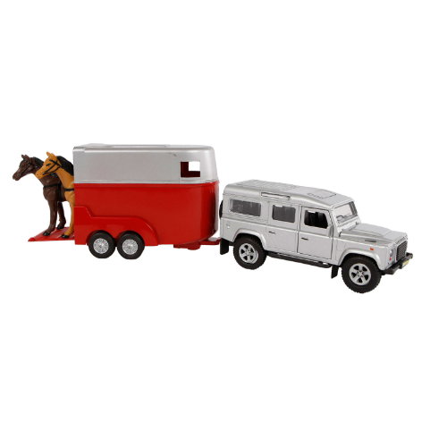 Kids Globe Land Rover with Trailer and 2 Horses